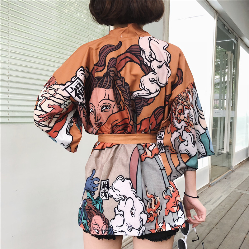 Haori Obi-Cardigan de plage pour femmes, vêtements japonais, chemise cosplay, été, 11312