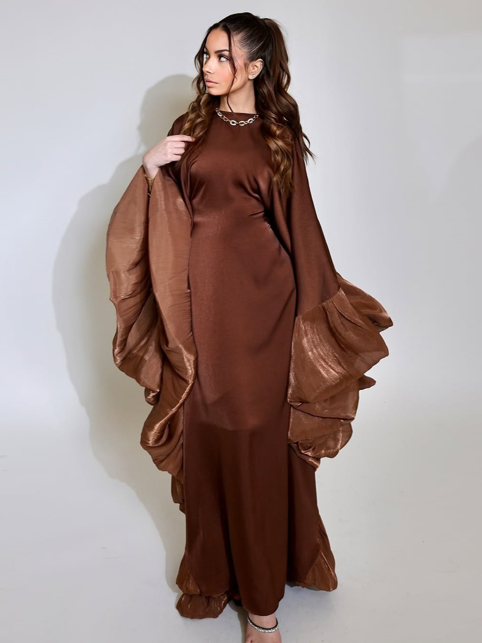 Eid musulman Abaya femmes Robe Satin manches chauve-souris robes Largos robes de soirée arabe longue Robe maroc dubaï caftan soyeux Jalabiya