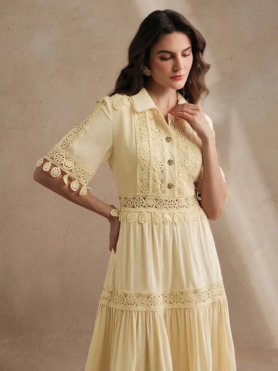 Robe élégante pour femme en soie de lait, artisanat lourd, manches longues