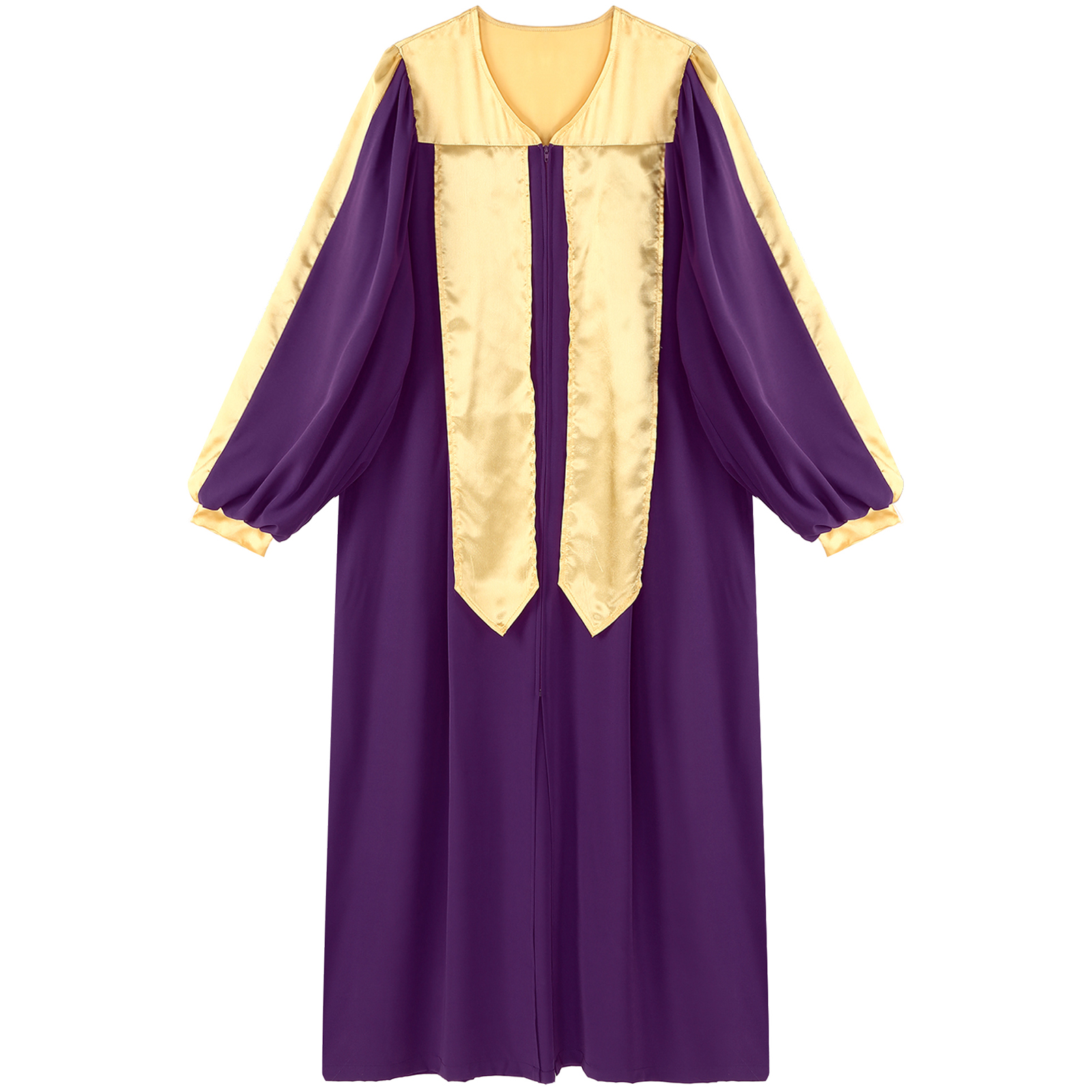 Robe de Chorale d'Église pour Femmes et Hommes, Costume de Pasteur à Thème Halloween, Robe Longue à Manches Longues avec Fermeture Éclair pour Culte Liturgique, Prière et Louange