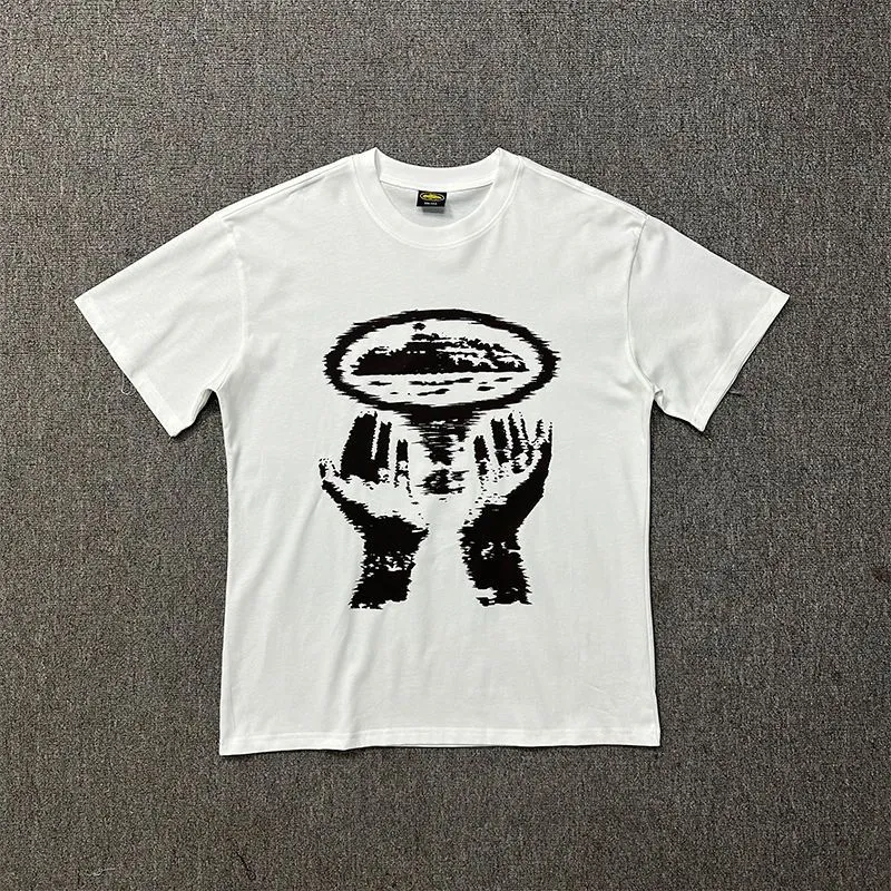 T-shirt imprimé en coton pour homme, vêtements de mode urbaine, style avant-gardiste, design rétro surdimensionné. Convient aux hommes et aux femmes.