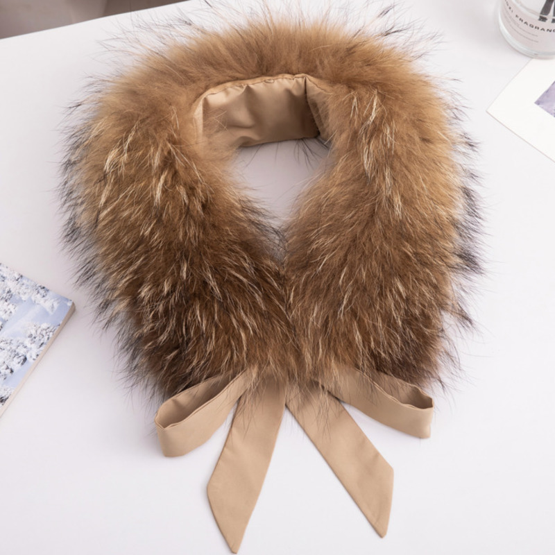 Véritable col de fourrure de raton laveur hiver cache-cou écharpe de fourrure foulards de fourrure naturelle col de fourrure de luxe pour femmes pour manteau fourrure capuche décorer