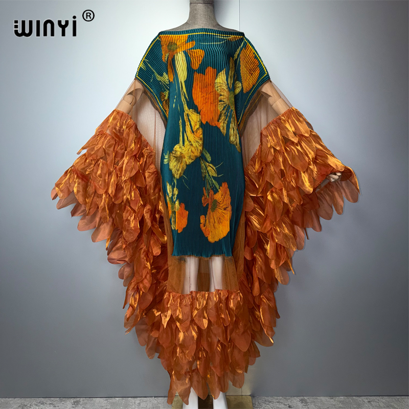 Robe d'été décontractée WINYI pour femme, élastique, plissée, style bohème, Abaya de soirée, Dubaï, luxe, pour femme musulmane, tendance
