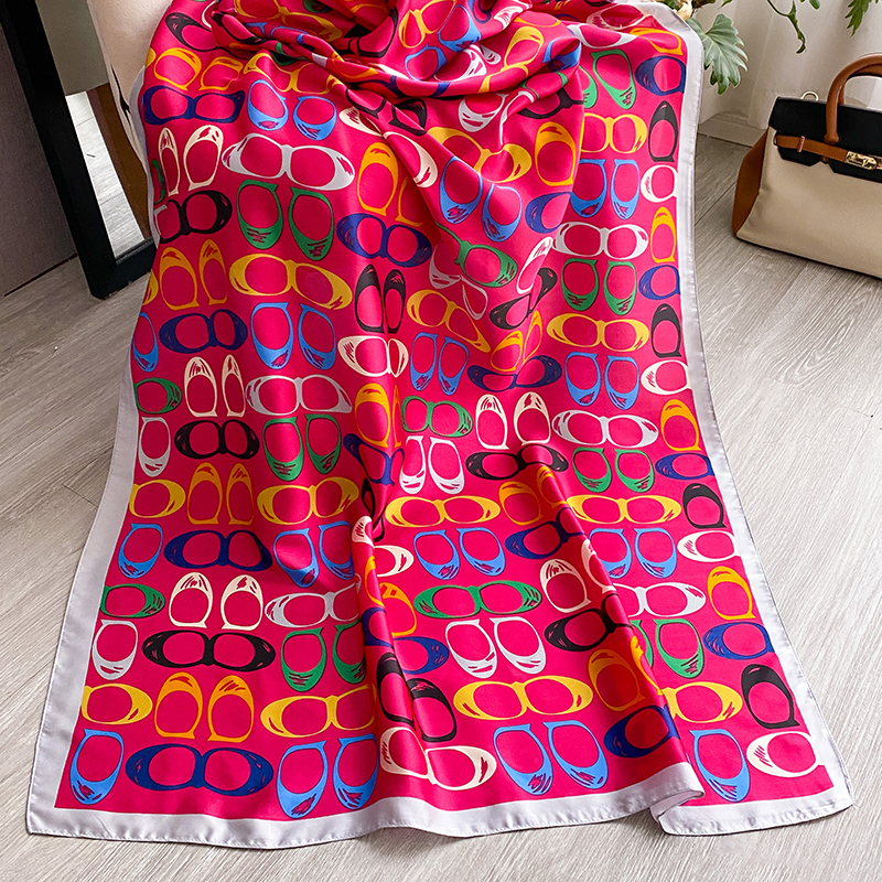 Foulard en soie sergé décontracté pour femme, imprimé, châle, écharpe, hijab, bandana carré, 2026