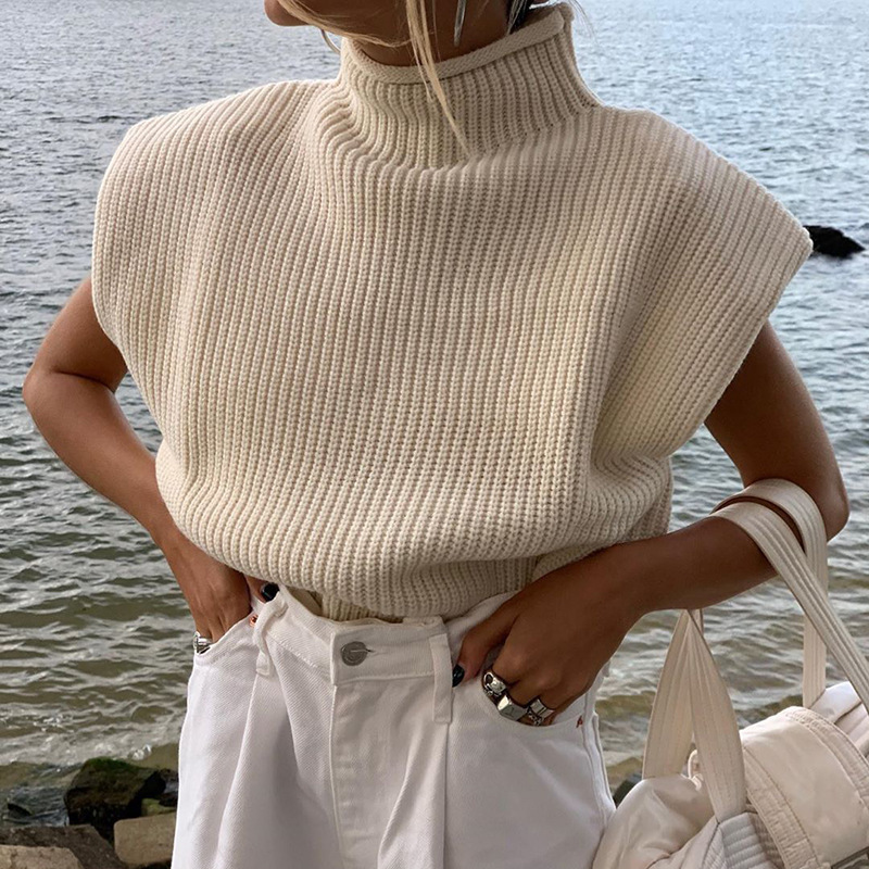 Débardeur tricoté à col roulé pour femmes, doux, chaud, intérieur moelleux, Sexy, Chic, Style coréen, paresseux, confortable, Simple, mode Y2k pour filles, automne hiver
