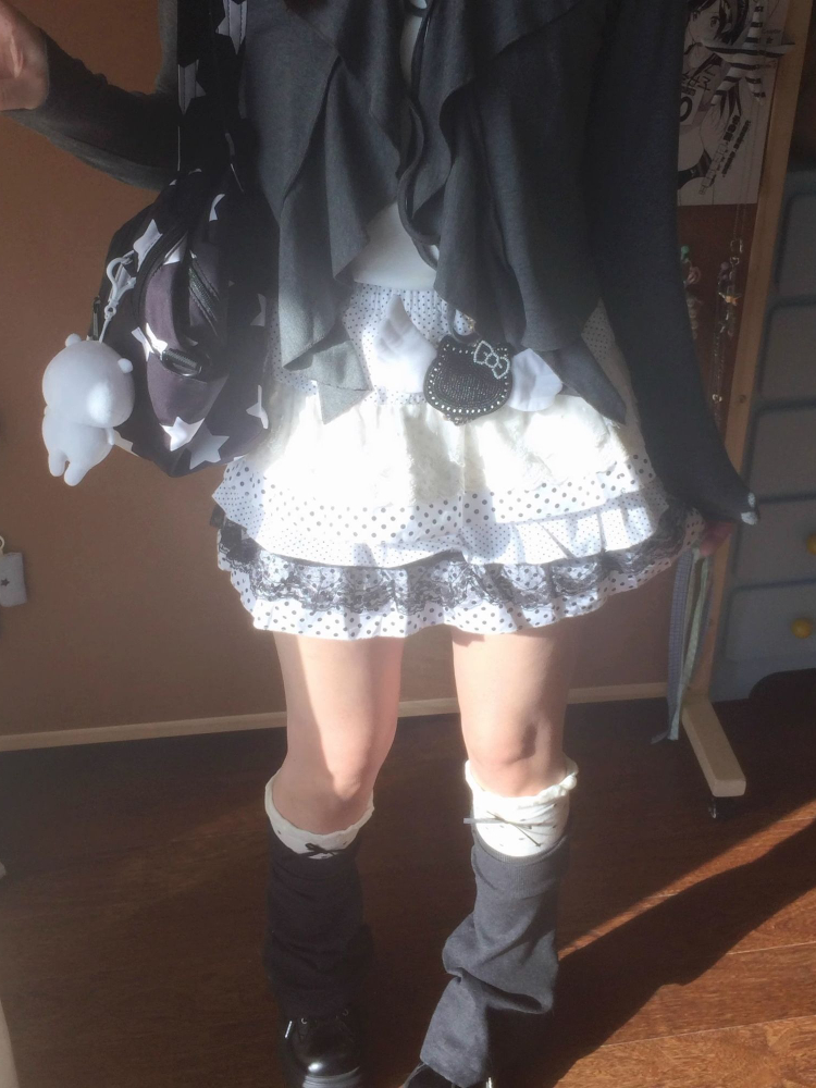 Jupe ample Lolita en dentelle douce pour femmes, jupe d'été japonaise, taille élastique, Patchwork, gâteau à pois, Hepburn, nouvelle jupe Vintage, 2025