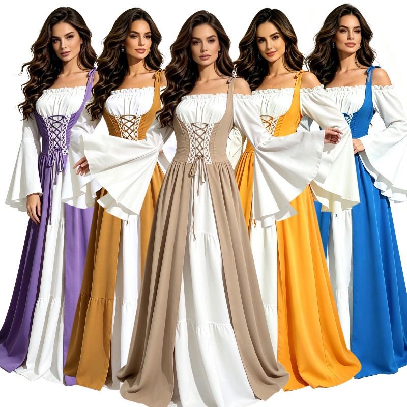 Costume de cosplay de pirate médiéval pour femmes, robe vintage de la Renaissance irlandaise, tenue de performance pour la danse, fête d'Halloween, jeu de rôle