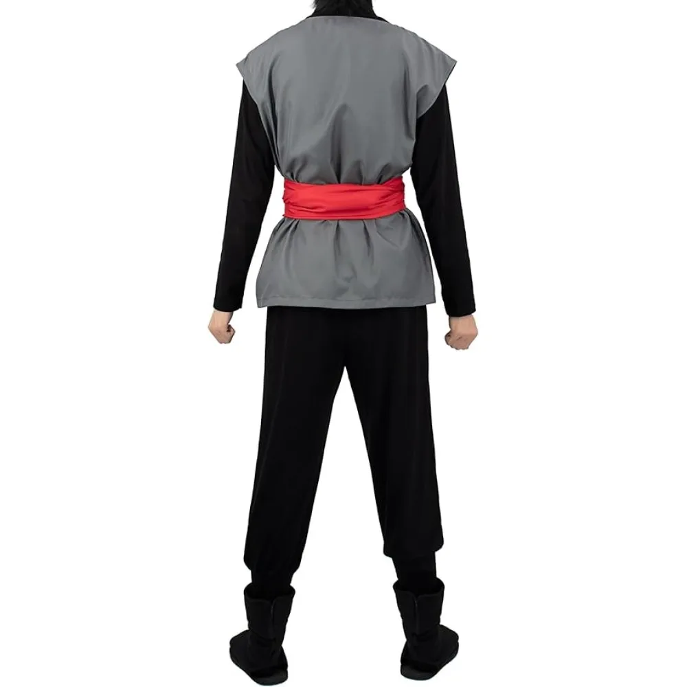 Costume de cosplay noir pour hommes, tenue d'anime Kung Fu, uniforme, ensemble complet pour Halloween, déguisement de carnaval, fête costumée