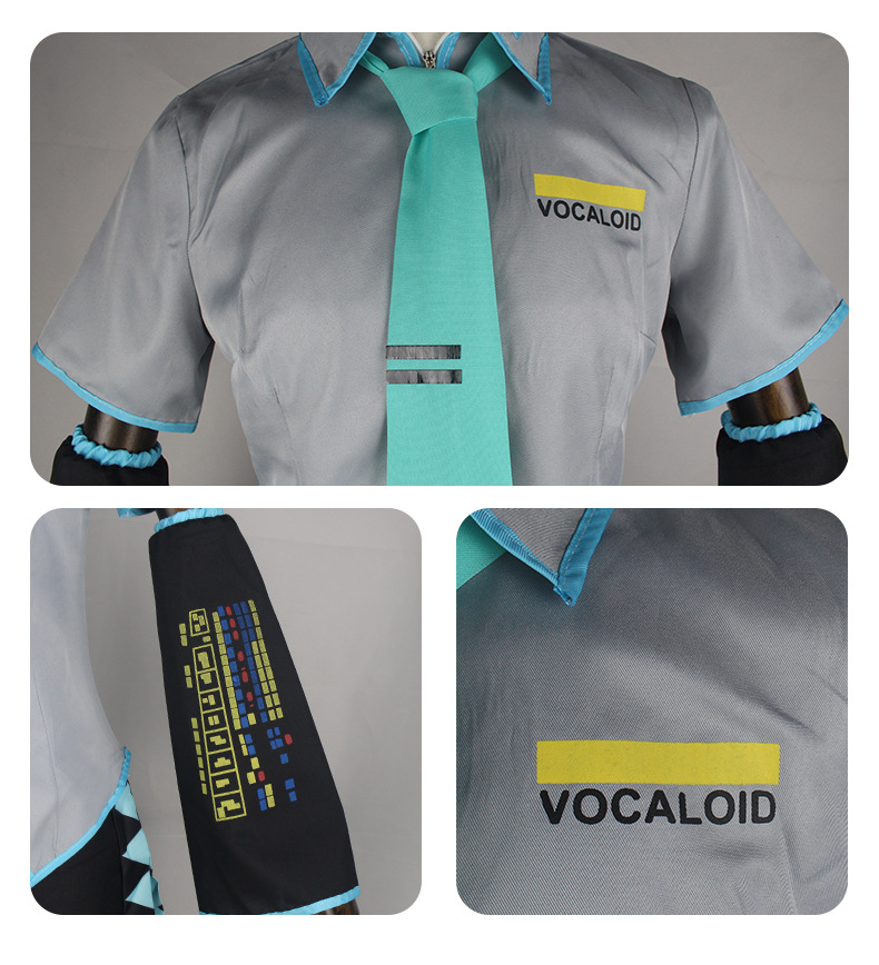 Costume de Cosplay Miku pour hommes, Costume gris en tissu, uniforme de Style masculin, chemise et pantalon, cravate, tenue complète, Performance Anime Cos