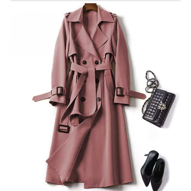 Manteau trench pour femme, longueur moyenne, printemps-automne, nouvelle version coréenne, grande taille, style britannique populaire, manteau long jusqu'au genou