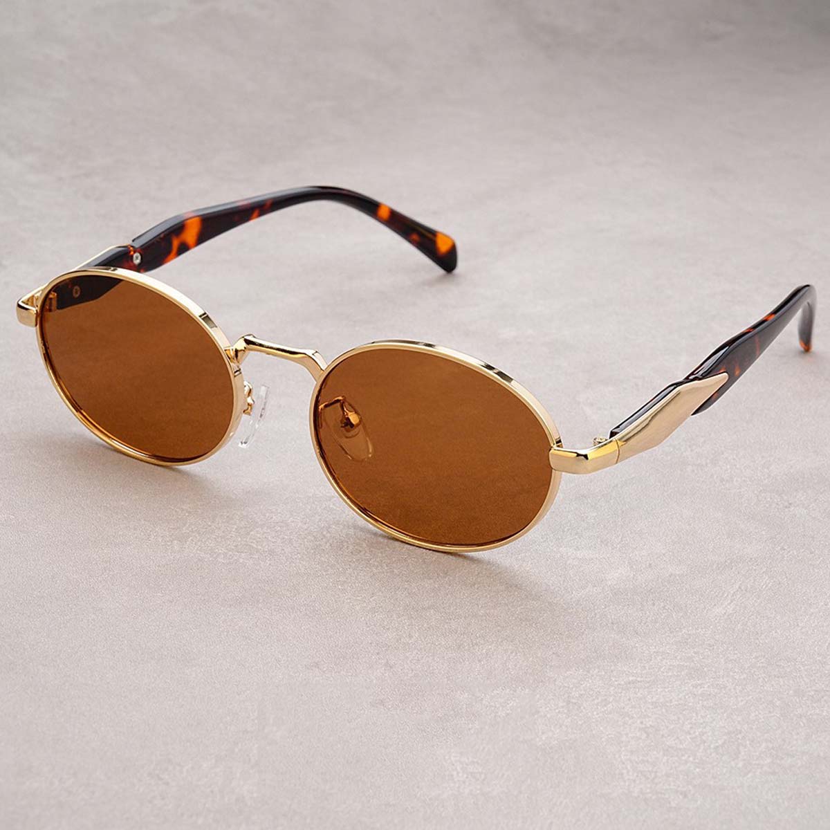 Lunettes de soleil ovales en métal pour hommes et femmes, lunettes de soleil à monture ronde, nuances rétro, lunettes unisexes, UV400, design de marque de luxe