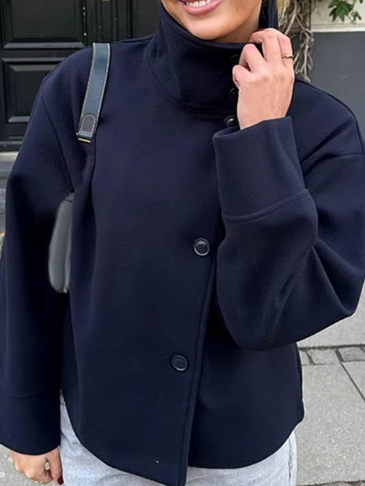 Veste Femme Tendance Col Montant Simple Boutonnage Style Mao Ni Décontractée Nouvelle Collection Printemps Automne 2026 Vêtements Femme Style Urbain