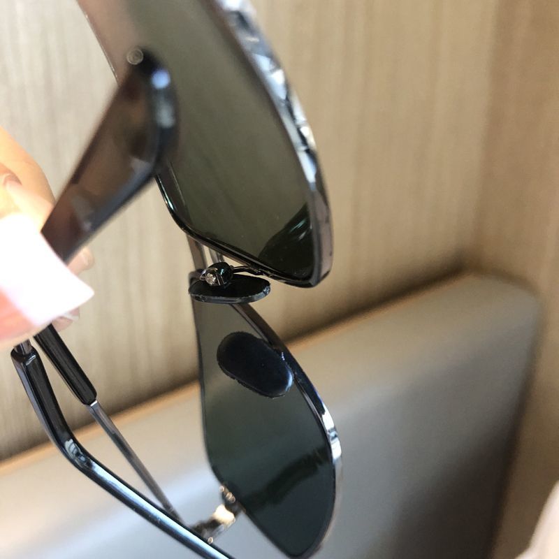 Lunettes de soleil pour hommes, verre cristal pour la conduite, grand visage, UV400, vertes, en métal, haute qualité, Double faisceau, nouvelle collection 2025