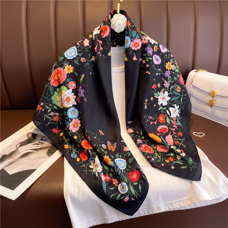 Nouveau Foulard Carré en Soie pour Femme, Marque de Luxe, 90 cm, Imprimé Satin, Hijab, Écharpe, Paréo, Bandana, Châle, Bandeau, Foulard Musulman