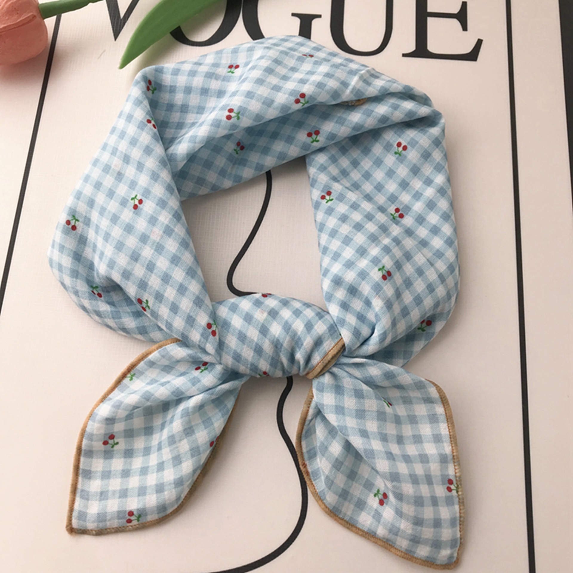 Écharpe fine en coton version coréenne, nouvelle collection printemps, motif floral, petit carré, polyvalente, protection du cou, décorative pour femme