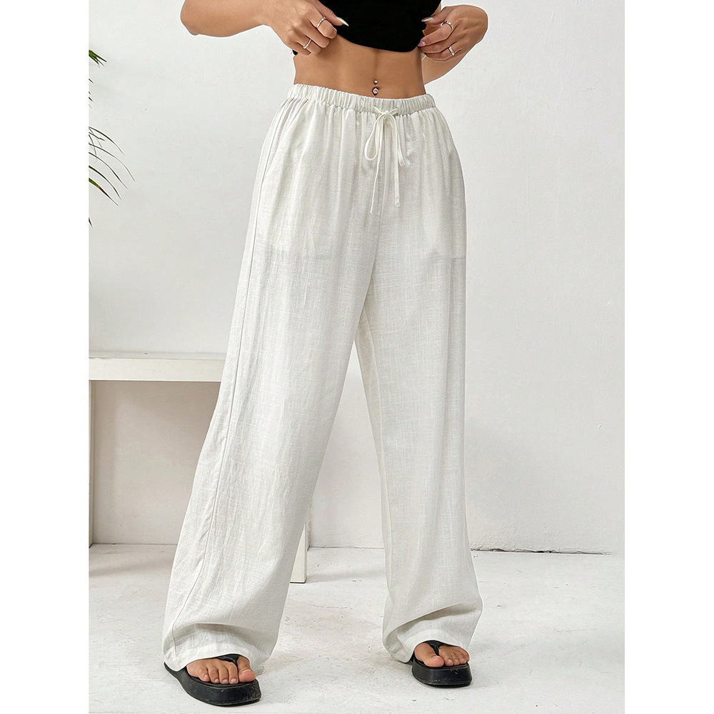 Pantalon décontracté élégant pour femme, collection été 2026, style Harajuku, coupe large et ample, taille élastique, pantalon de jogging blanc