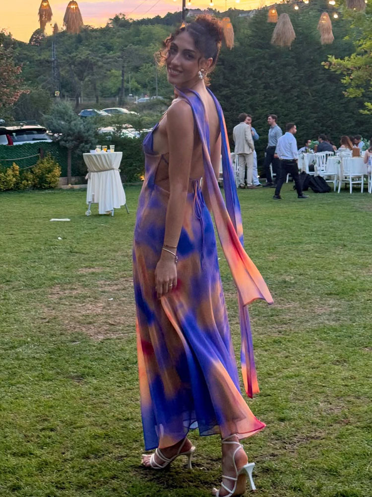 HH femmes mode col en v imprimé longue écharpe sans manches robe mince femme élégante Sexy dos nu fête a-ligne robe à bretelles Mujer