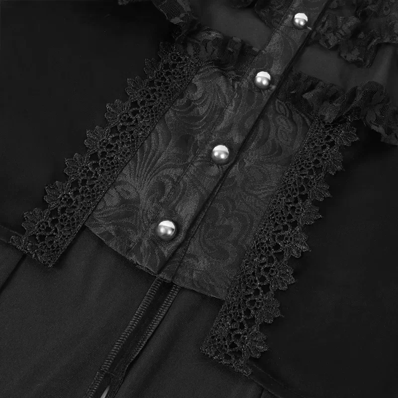 Tailcoat gothique simple boutonnage pour femme, smoking médiéval, mince, foncé, col montant, cour, fête vintage, scène, gril