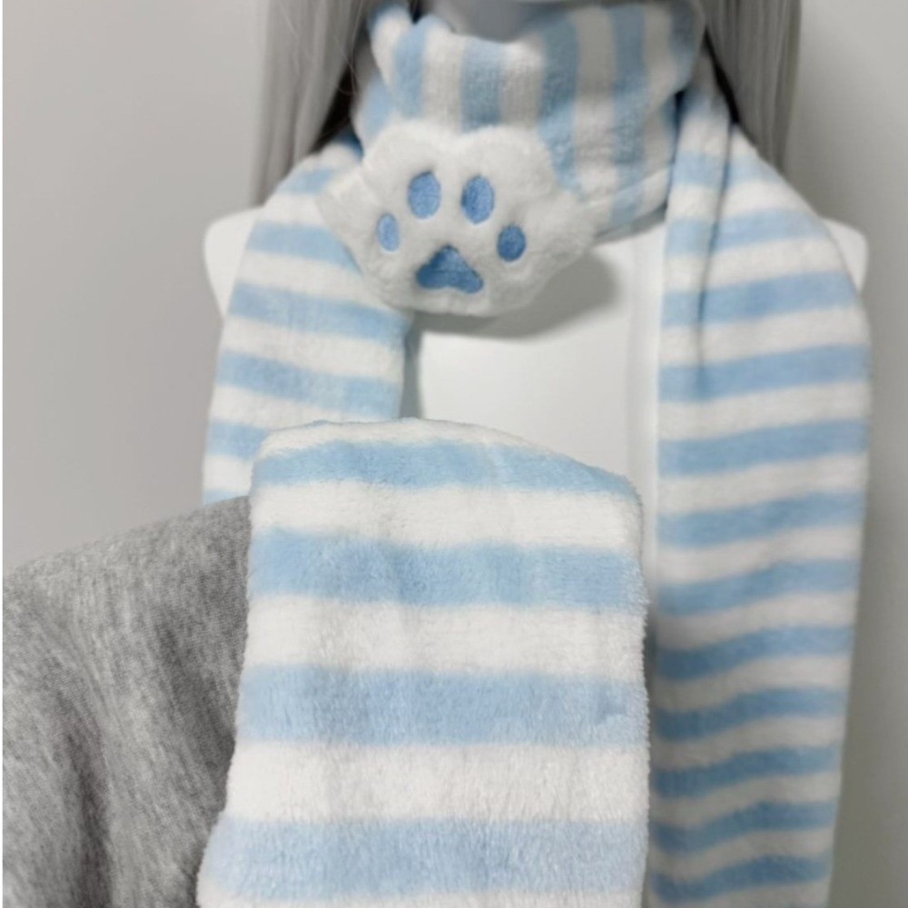 Écharpe tricotée d'hiver tendance Y2K, écharpe chaude à rayures, écharpe douce Kawaii à pattes de chat pour fête