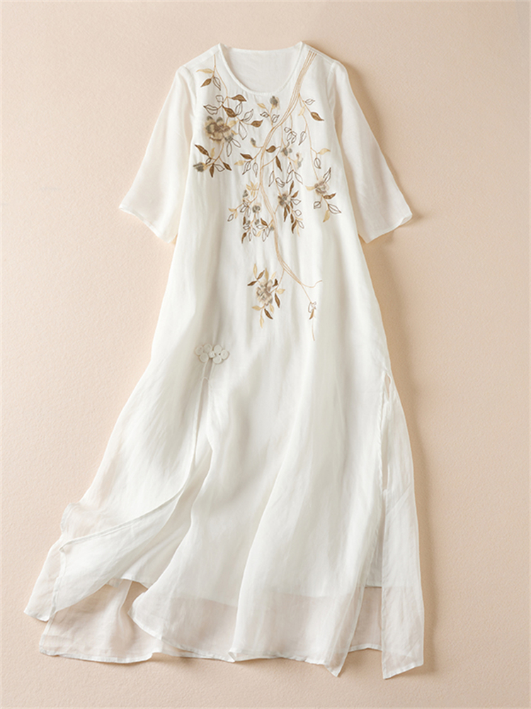 Robes d'été imprimées vintage pour femmes 2026 – Nouvelle robe longue décontractée et respirante pour femme, tenue de bureau élégante
