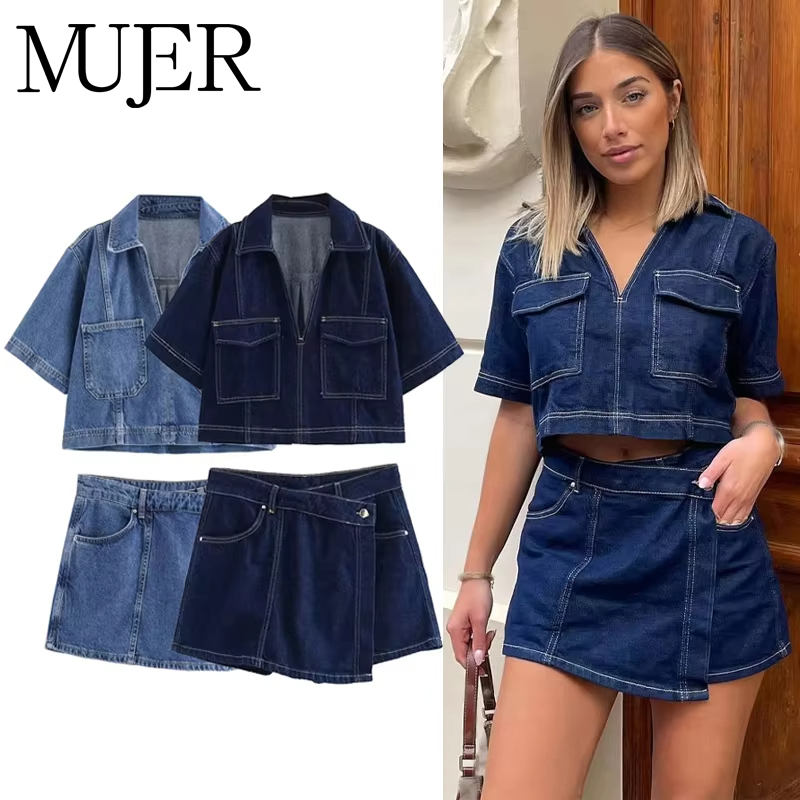 Ensemble de chemises pour femme MUJER 2026 – Chemises en jean bleues pour femme, chemises et blouses courtes d'été, chemises décontractées pour les vacances, hauts pour femme