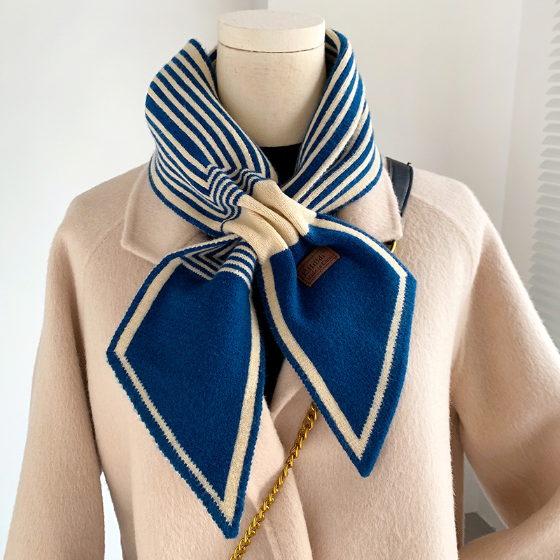 Écharpe de Marque de Luxe à Rayures pour Femme, Foulard d'Hiver Chaud, Long et Maigre, Petit, Nouveau Design