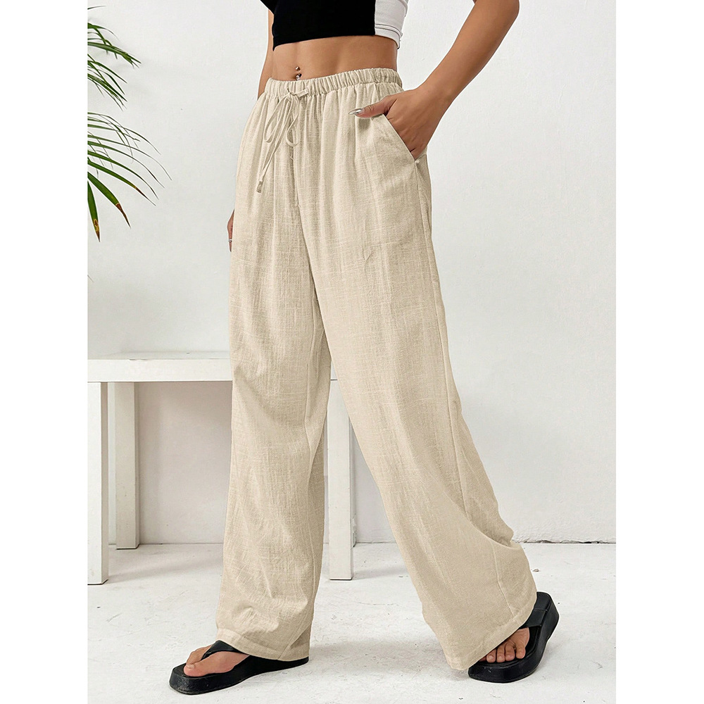 Pantalon décontracté élégant pour femme, collection été 2026, style Harajuku, coupe large et ample, taille élastique, pantalon de jogging blanc
