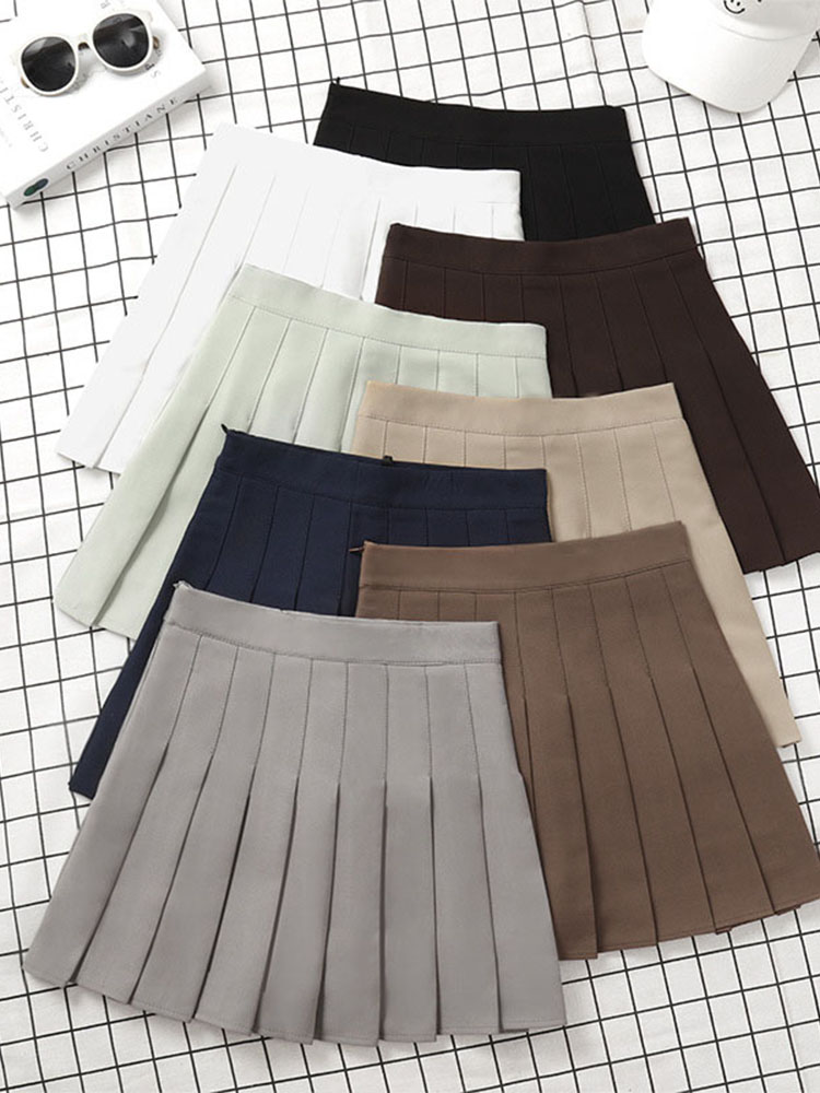 Jupe marron pour femmes, vêtements d'été, taille haute, Harajuku, Style coréen, Mini jupe plissée noire pour uniforme d'écolière, 2025