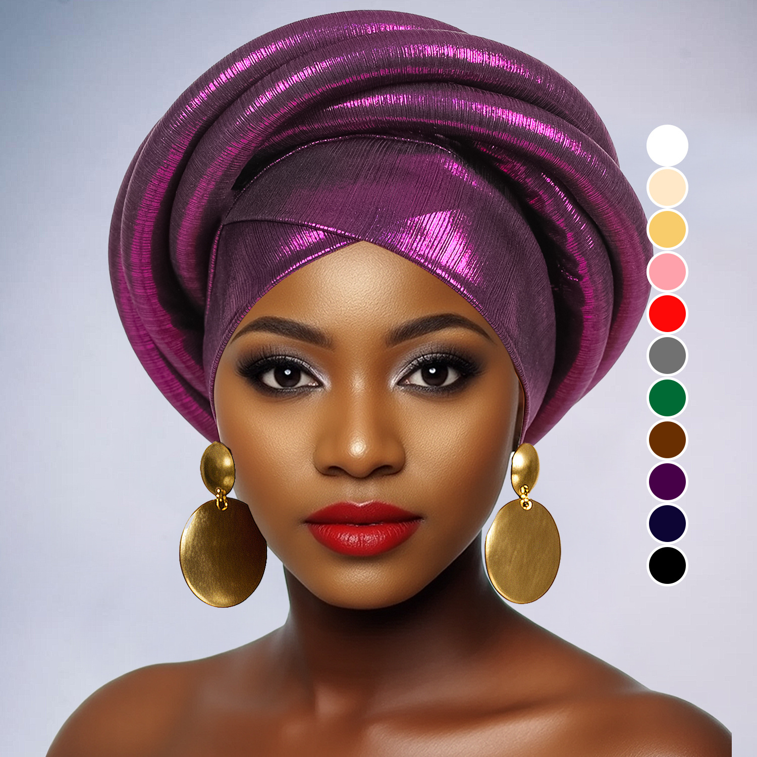 Turban africain brillant pour femme, bonnet élastique torsadé, foulard auto-attachant, couvre-chef pour mariage et fête