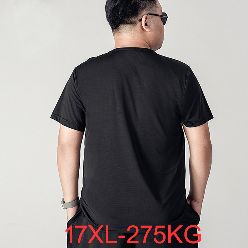 Été grande taille t-shirt 17XL 16XL hommes glace décontracté solide à manches courtes ample à manches courtes corps petit haut 15XL séchage rapide 275KG