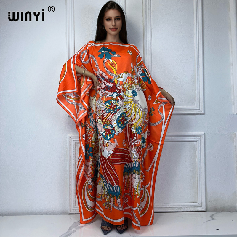 WINYI-Robes turquie de luxe pour femmes, boho, nouvelle impression musulmane, dubaï, taille libre, conception Maxi, robe africaine élégante, 2024