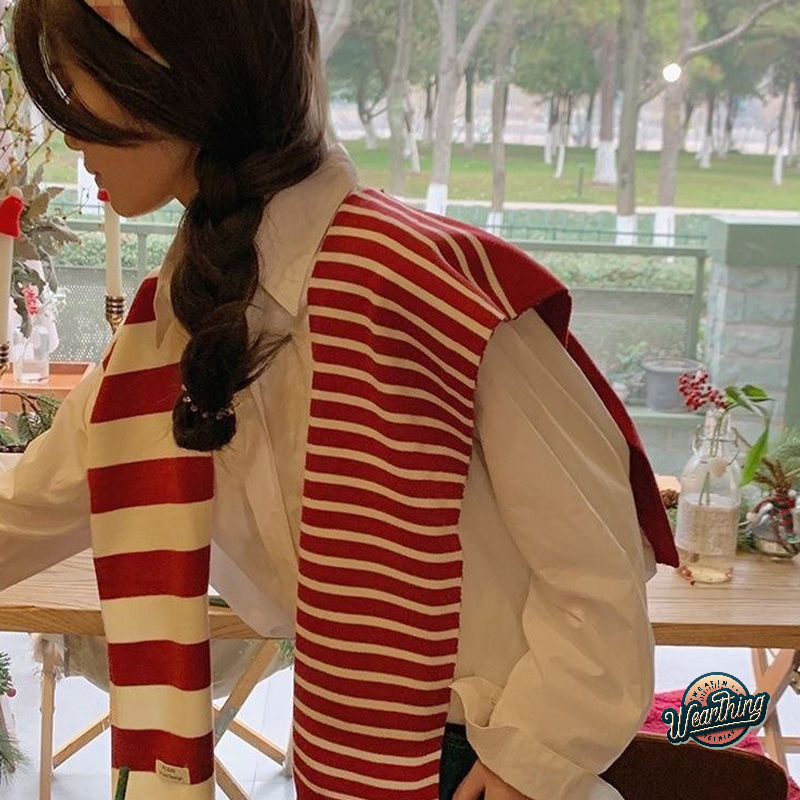 Châle tricoté rayé pour femmes, chemisier croisé, épaules, faux col, Cape nouée, écharpe pour vêtements d'extérieur pour femmes