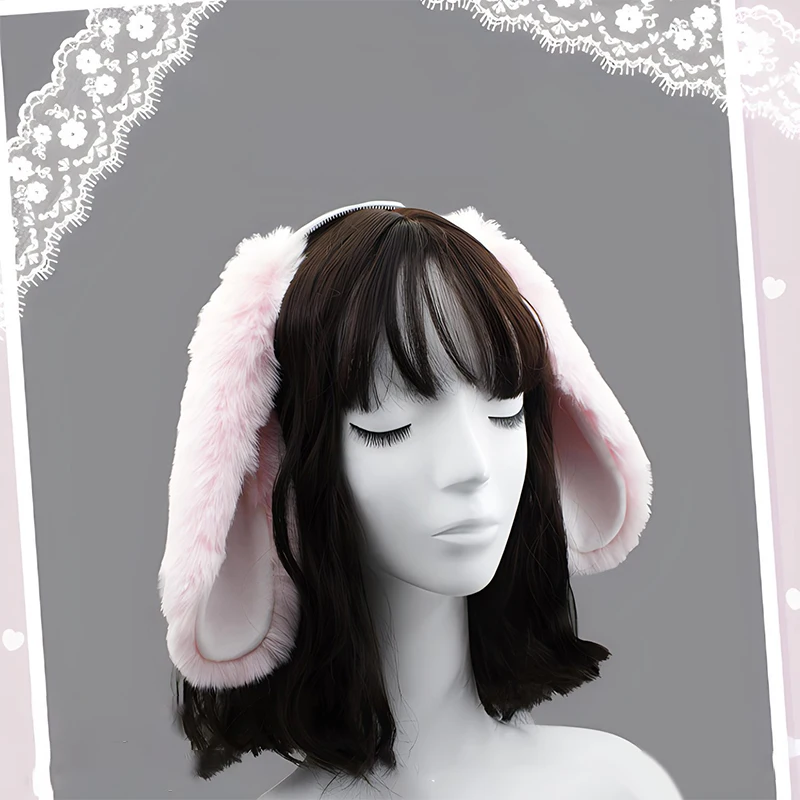 Bandeaux oreilles de lapin blanc, oreilles de lapin en fourrure, Costume mignon, accessoires pour cheveux de lapin pour femmes