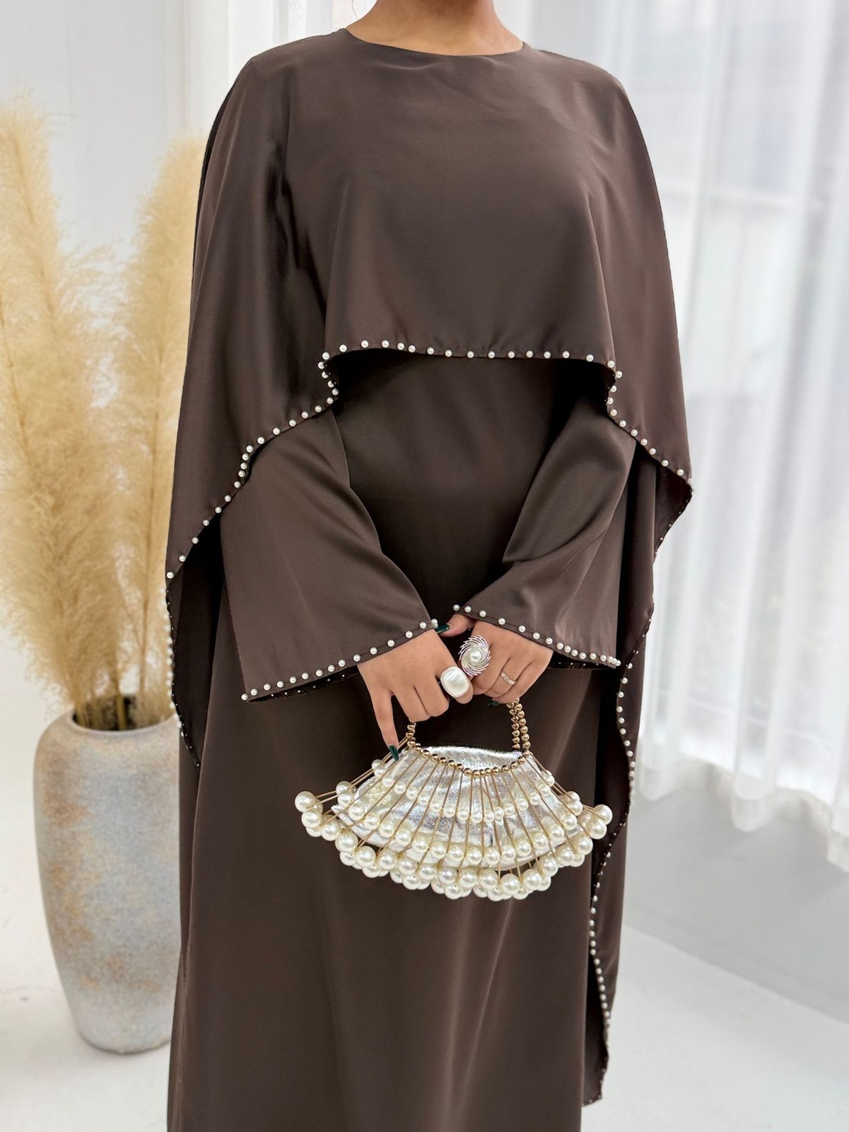 Femmes élégantes Abaya musulman luxe perles Ramadan caftan dubaï robe de soirée Jalabiya robes Largos Maxi robes