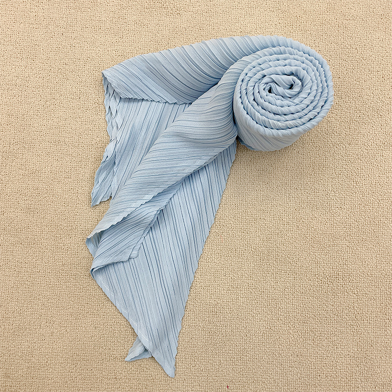 Écharpe hijab plissée Miyake pour femme, châle fin et élégant, protection solaire, foulard luxueux