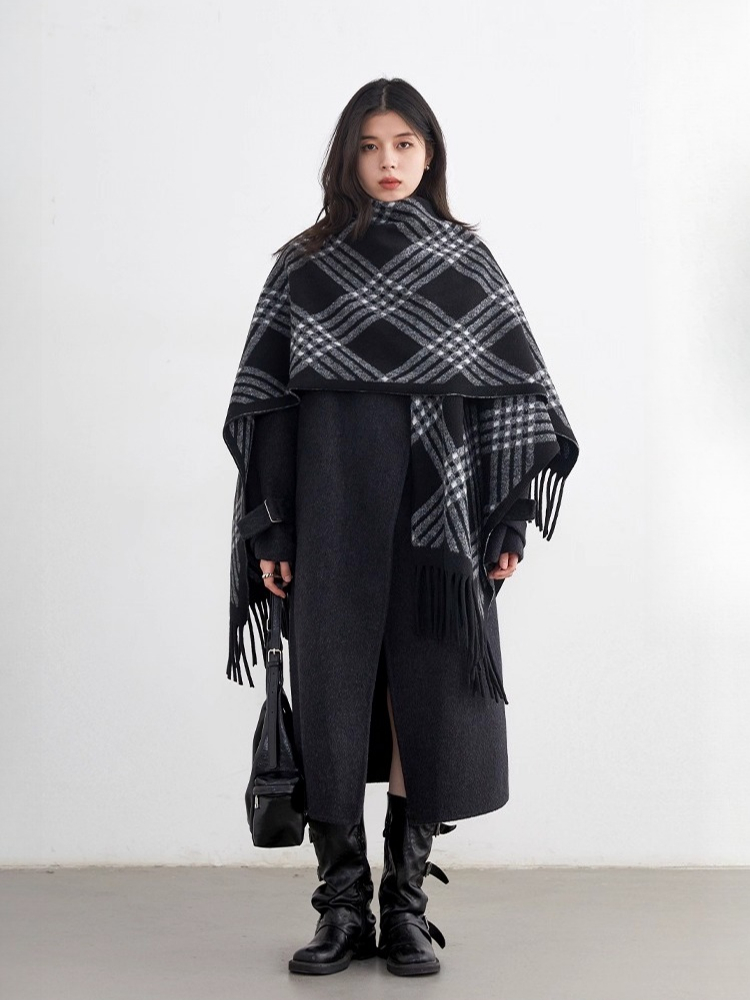 CHIC VEN nouvelle mode femmes écharpe rétro Plaid gland châle longue femme foulards chaud dames foulards automne hiver 2025