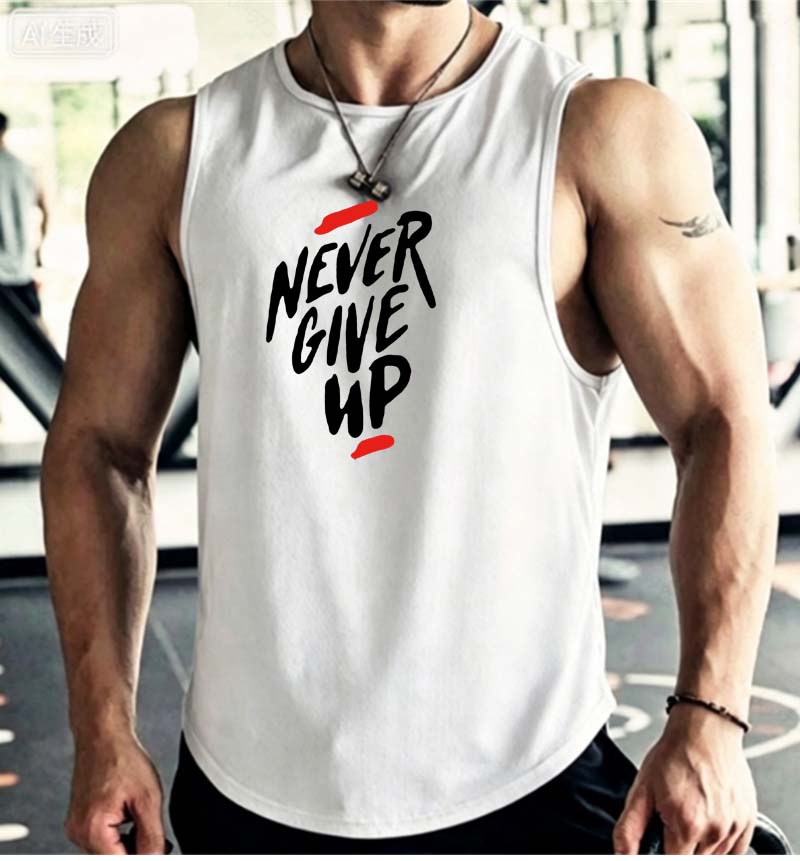 Débardeur de sport pour homme, été, fitness, musculation, respirant, anti-humidité, ample, sans manches, séchage rapide, entraînement, imprimé lettres
