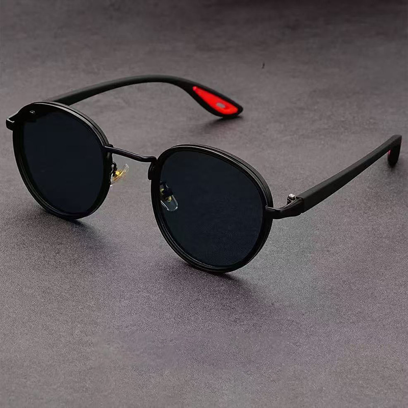 Lunettes de soleil rondes à monture TR Vintage pour femmes et hommes, Design de marque de luxe rétro, lentille noire, UV400