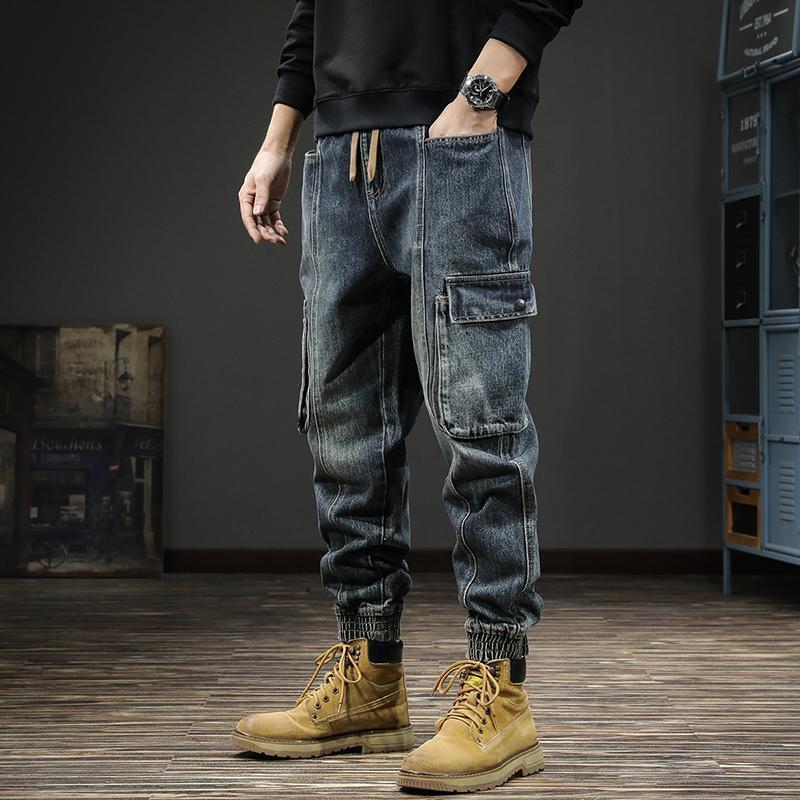 Mode 2025 vêtements de luxe printemps automne hommes jean lourd rétro lavage vêtements de travail ample grande taille sarouel conique pantalon