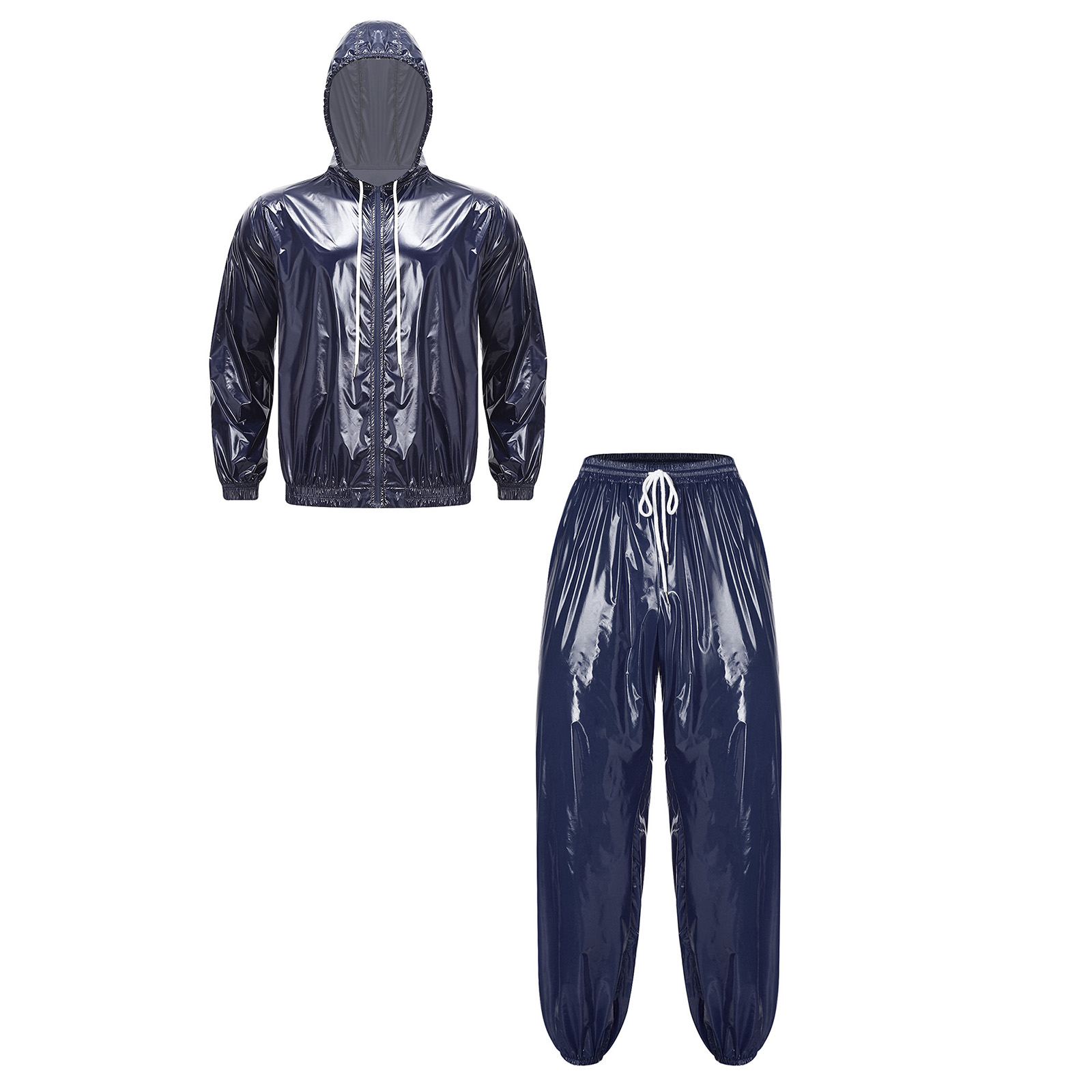 Ensemble imperméable pour hommes, coupe-vent, combinaison de sauna, veste avec pantalon pour la danse hip-hop, le sport, le cyclisme, la natation et les tenues de club