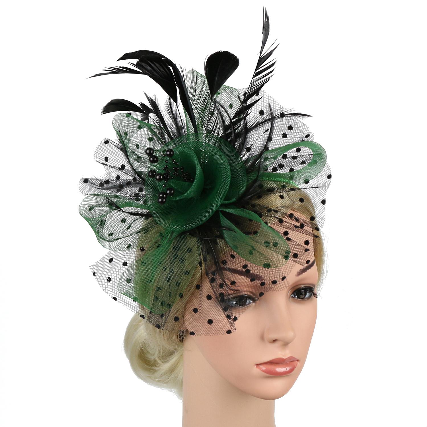 Accessoires pour cheveux maille fleur cheveux fascinateurs plumes de mariage pince à cheveux fascinateur chapeau thé fête bandeau Alice bandeau pince