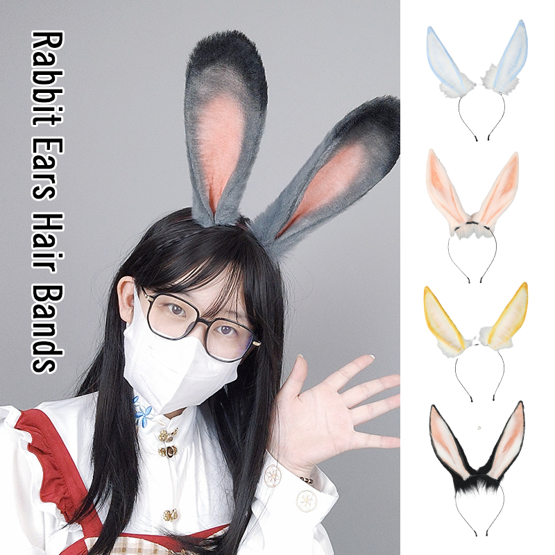 Mignon lapin queue lapin en peluche oreilles tombantes bandeau femmes Cosplay cheveux cerceau dessin animé fourrure fausse fourrure bandeaux Lolita cheveux accessoires