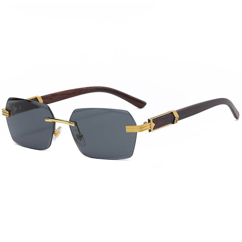 Lunettes De soleil carrées sans bords De luxe pour hommes et femmes, marque De styliste, dégradé sans cadre, mode Vintage en bois Oculos De Sol