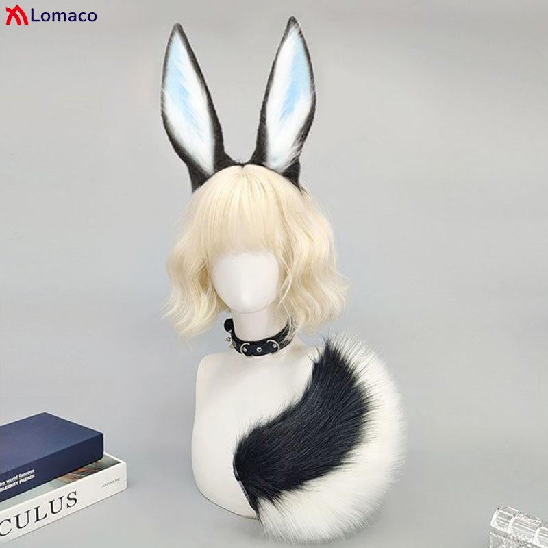 Bandeau oreilles de lapin en peluche, queue de lapin, Cosplay, coiffure de fête pour femmes, spectacle de bande dessinée, accessoires de Costume