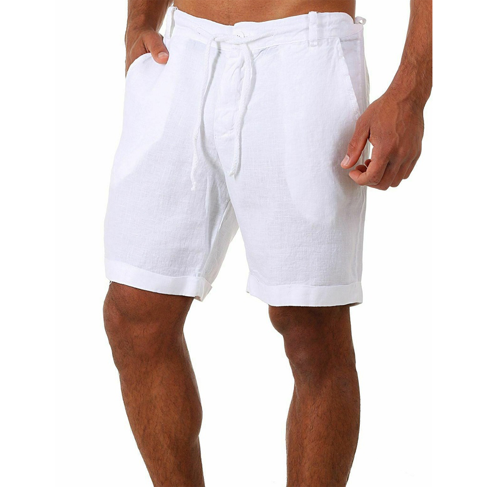 KB nouveaux hommes coton lin shorts pantalons mâle été respirant couleur unie lin pantalon Fitness Streetwear S-4XL