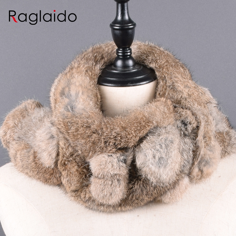 Femmes hiver lapin fourrure écharpe 100% naturel lapin fourrure mode chaud et doux foulard en gros Pompon fourrure foulards bandeaux