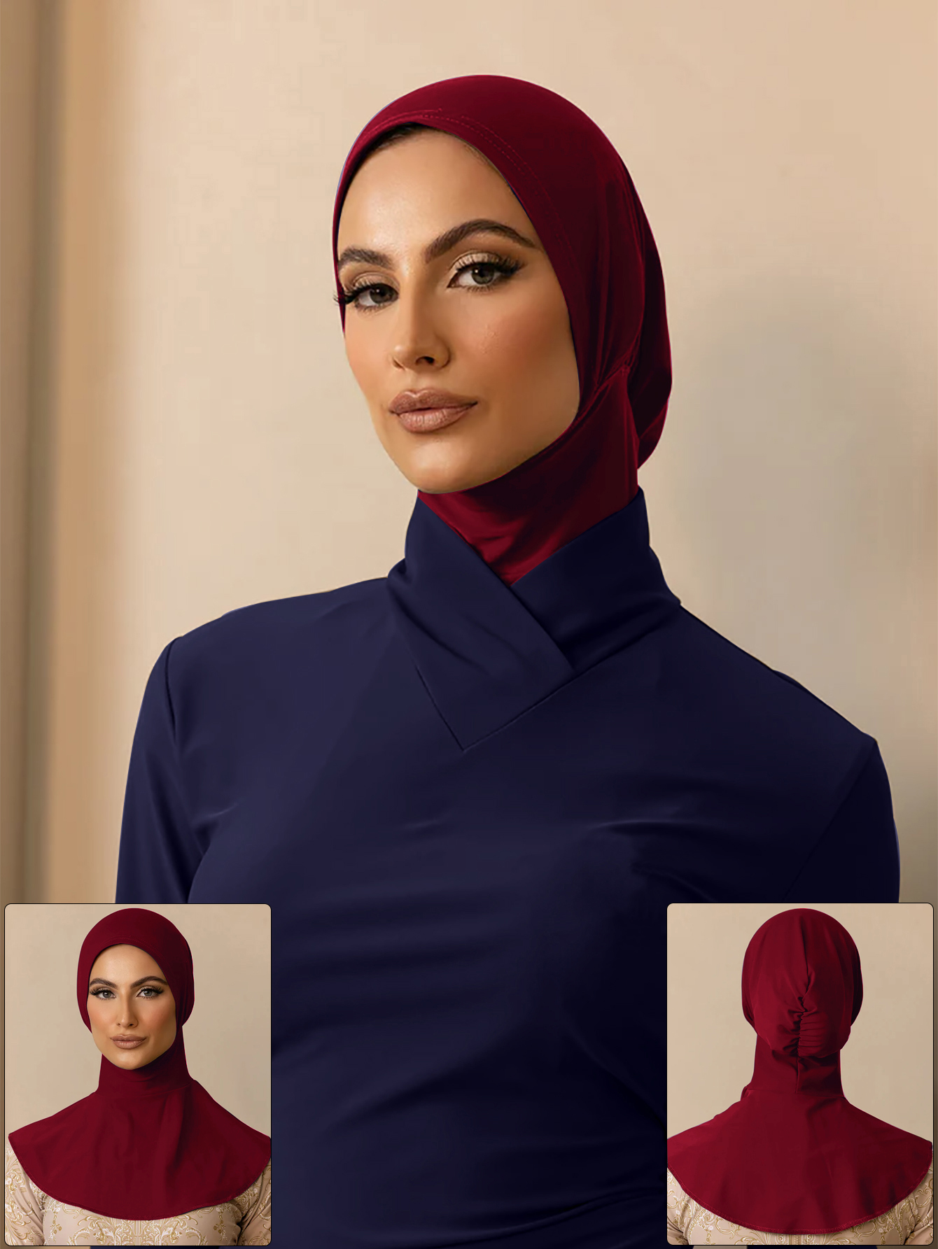 Foulard à la mode pour femmes musulmanes modernes, 1 pièce, bain d'été, Hijab, Turban instantané pour femmes, conception de cou étendue ﻿