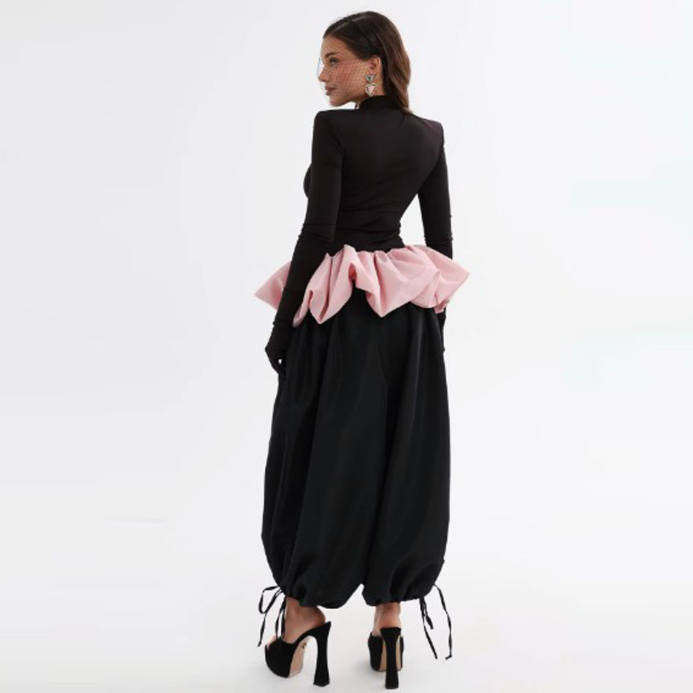 Ensemble deux pièces pour femmes, chemisier à manches longues et pantalon long, vêtements pour femmes, robe de soirée printemps-été