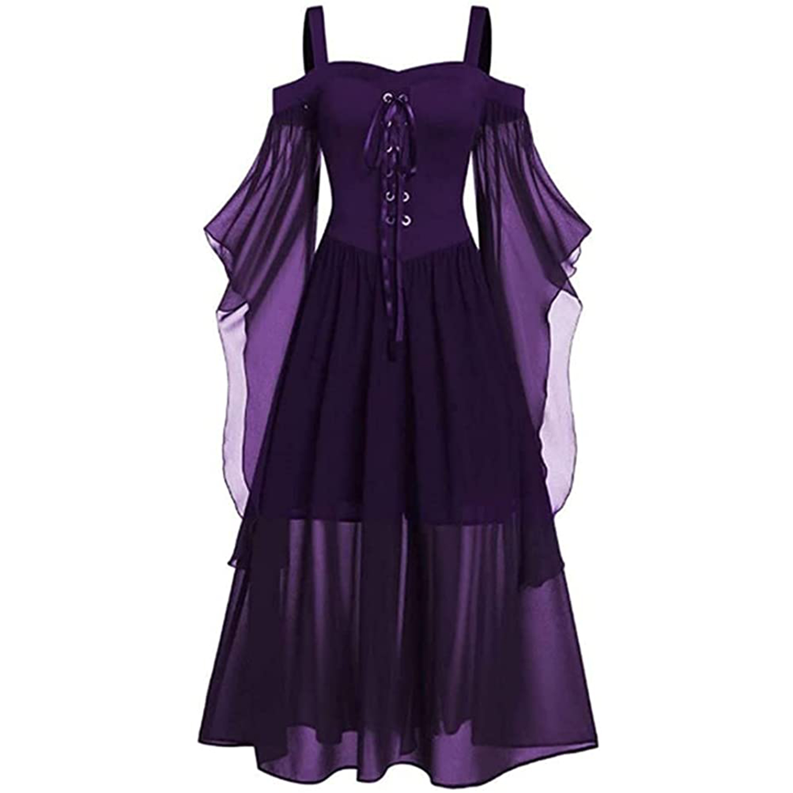 Robe gothique Vintage à lacets pour femmes, épaules dénudées, médiévale, Costumes de Cosplay de sorcière d'halloween, robe à bretelles pour fête de carnaval