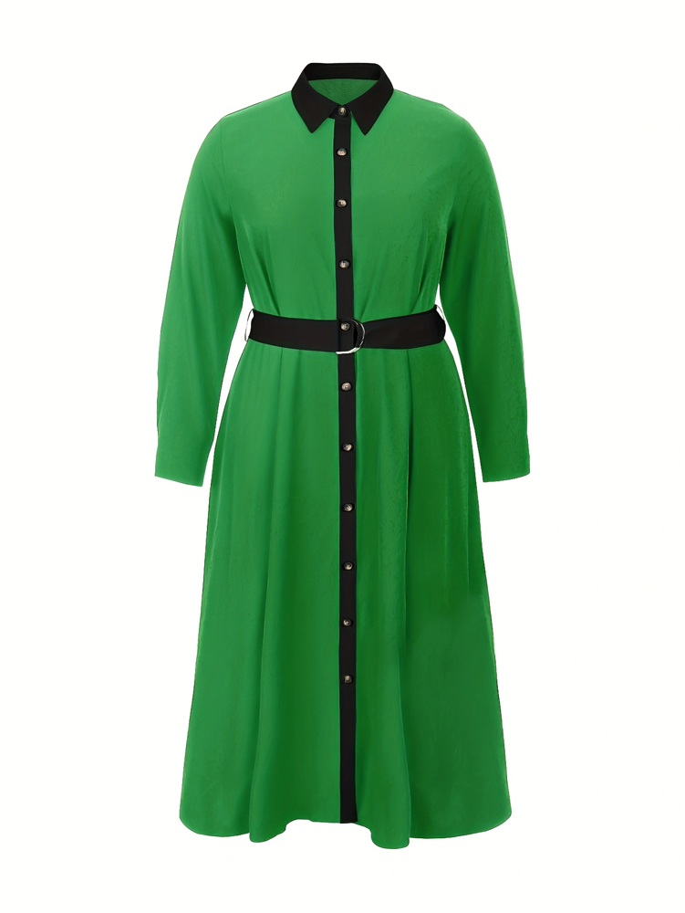 Robe élégante pour femmes grandes tailles : élégante, sans manches, à nouer devant, fermeture boutonnée, col montant, parfaite pour la saison des remises de diplômes.